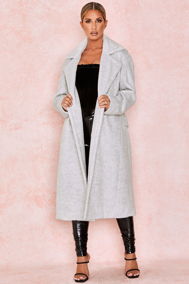 'Alena' Grey Oversized Soft Wool Coat